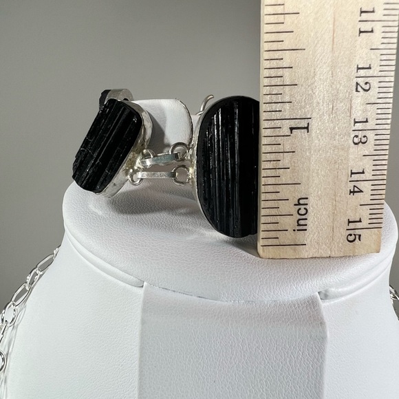 Black Tourmaline 925 Large Gemstone Necklace & Bracelet - Picture 7 of 8